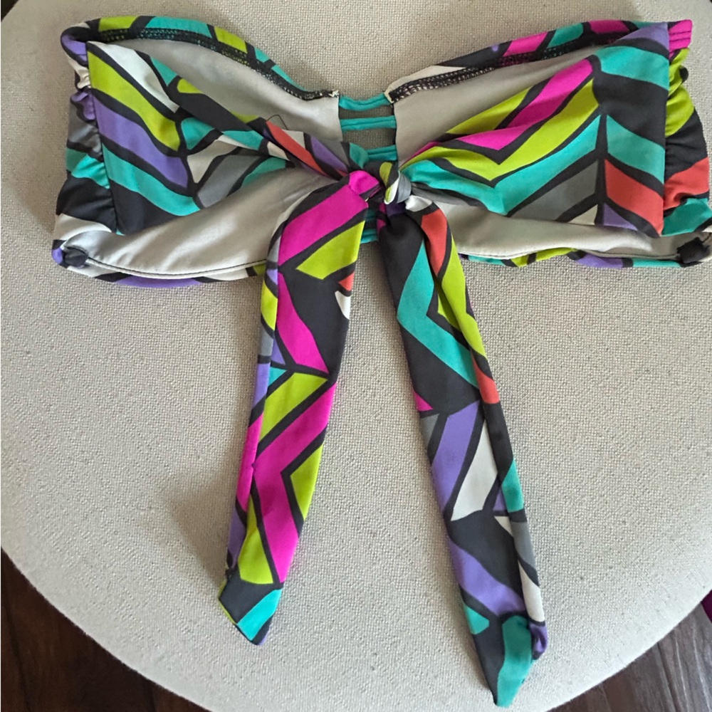 Raisins Bandeau Bikini Top Geometric Bright Neon Sexy Summer Beach Swim Suit
